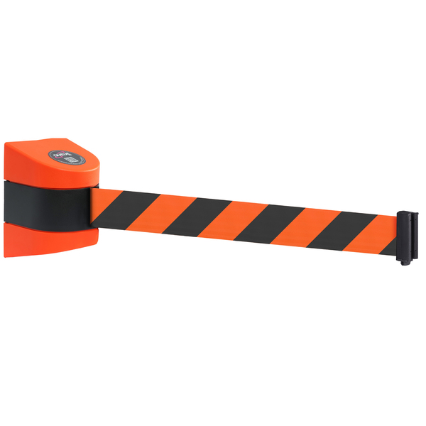 Queue Solutions WallPro 450, Orange, 35' Yellow/Black CAUTION-WET FLOOR Belt WP450O-YBCWF350